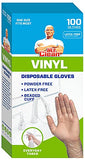 Mr Clean - Guantes desechables, sin látex, con cuentas, 100 unidades de vinilo, 100 unidades, talla única, transparente, pieza