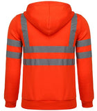 AIEOE Chaquetas reflectantes de alta visibilidad para hombre con capucha de seguridad de forro polar con capucha y bolsillos con cremallera, naranja/fiesta de bloques, X-Large