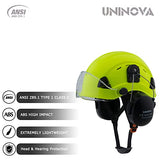 Casco de motosierra forestal, casco arborista con visera y orejeras, protección auditiva, OSHA, sombrero duro de seguridad, para carpintería, árbol, servicio, jardín, trabajo, casco (lima 091 + visera transparente + orejeras)