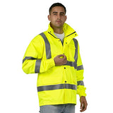 JORESTECH Chaqueta impermeable reflectante de alta visibilidad con malla interior amarillo/lima ANSI Clase 3 Nivel 2 Tipo R JK-03 (5XL)