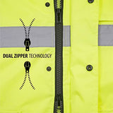 JORESTECH Chaqueta impermeable reflectante de alta visibilidad con malla interior amarillo/lima ANSI Clase 3 Nivel 2 Tipo R JK-03 (5XL)