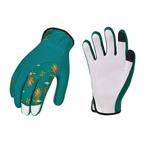 Vgo 1-Par de Guantes de Jardinería de Cuero de Cabra Para Mujer (Talla L/G, Azul, GA7454)