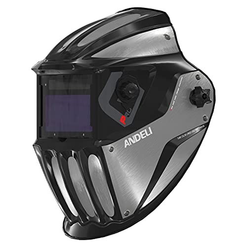 ANDELI Casco de Soldadura Casco de Soldadura Oscurecimiento automático, Máscara de Soldadura de área con claridad óptica Superior 1/1/1/2