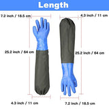 Haiou Guantes de PVC resistentes a los químicos, guantes de goma largos, guantes impermeables largos y guantes impermeables resistentes para trabajos químicos y ácidos, 25 pulgadas, L (azul)