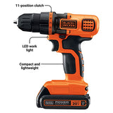 BLACK+DECKER 20V MAX* POWERCONNECT Taladro/destornillador inalámbrico + 44 piezas Kit de proyecto doméstico (LDX50PK)