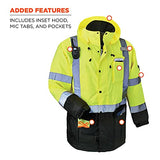 Chaqueta de seguridad reflectante de alta visibilidad, parka aislada, compatible con ANSI, Ergodyne GloWear 8384, XL, lima