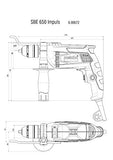 Metabo SBE650 Rotomartillo 5/8", Vvr 650 Watts, Mango Lateral con Estuche
