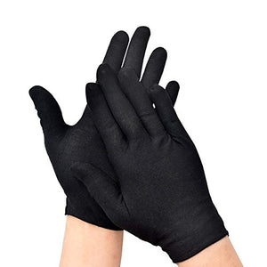 GSHLLO 6 pares de guantes de trabajo de algodón negro para monedas, guantes de inspección de joyería para mujeres y hombres