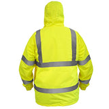 JORESTECH Chaqueta impermeable reflectante de alta visibilidad con malla interior amarillo/lima ANSI Clase 3 Nivel 2 Tipo R JK-03 (5XL)