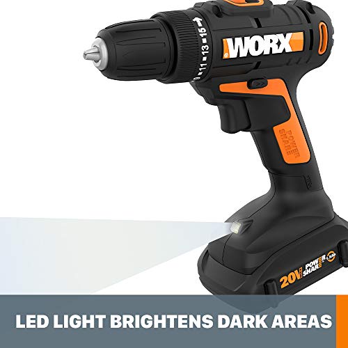 Taladro Atornillador WORX WX101L Inalámbrico Batería 20 V Potente con Luz  LED con Cargador Negro y A WORX WX101L