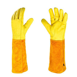 KUNOVO 1 par Guantes de jardinería con Agarre Antideslizante Guantes de jardín Largo Guantes de Trabajo de Cuero sintético (Color : Yellow, Size : Small)