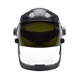 Jackson Safety QUAD500 - Protector facial con visera de soldadura IR Shade 5, trinquete, tinte transparente, revestimiento antivaho, negro, 14230