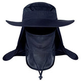 KAMYSEN Protector Gorro Pescador Anti-UV UPF50+,con Solapa,de ala Ancha,Gorra Pesca Solar ala Ancha Transpirable Multiusos con Velo y Mosquitera Protección Cuello Al Aire Libre