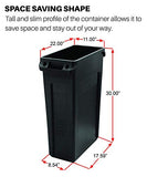 Rubbermaid Commercial Slim Jim Receptacle with Venting Channels, Rectangular, Plastic, 23 Gallons, Black 1 Pack)