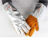 DUDDP Guantes de Soldador Aislamiento Guantes industriales, Cuero, Guantes de Papel de Aluminio, Horno, Anti escaldado, Fundición, Resistencia al Desgaste, Alta Temperatura, 500-1000 Grados