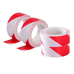 4 rollos de cinta de advertencia de peligro de 2 pulgadas x 36 yardas rojo blanco cinta de precaución rollo impermeable antideslizante no abrasivo cinta adhesiva de marcado de piso para la pared del suelo de la tubería de la fábrica de equipos