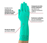 Solvex 37-175 - Guante de Nitrilo de Protección Química, Buen nivel de abrasión, texturizado para mejor agarre de piezas, con flocado de algodón que reduce el sudor. Talla 9 (Grande) 1 Par.