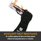 LeaSeek Guantes de soldadura de cuero, resistentes al calor/fuego, guantes de barbacoa para chimenea, barbacoa, soldador, parrilla, horno, estufa, Tig, guantes de trabajo de utilidad general