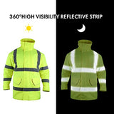 Chaqueta de seguridad reflectante de alta visibilidad para hombre, impermeable, clase 3 ANSI, forro acolchado (amarillo, 5XL)