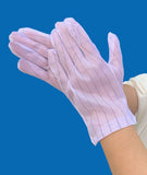 Othmro 5 pares de guantes antiestáticos, guantes antideslizantes de trabajo de dedo completo, fibra conductora de poliéster, a prueba de polvo, guantes de seguridad protectores para la industria electrónica, semiconductores, patrón de rayas S, color blanc