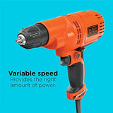 BLACK+DECKER Taladro con cable, 5.5 amperios, 3/8 pulgadas (DR260C)