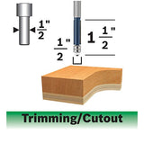 BOSCH 85601MC Broca para ruteadora de plantilla de doble flauta con punta de carburo de 1/2 pulgadas x 1-1/2 pulgadas