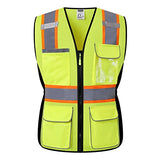 JKWEARSA Chaleco de seguridad para mujer, chaleco reflectante de alta visibilidad con bolsillos, chaleco de trabajo de malla transpirable para mujer, Amarillo, Medium