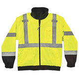 Ergodyne GloWear 8379 - Chaqueta bomber reflectante de alta visibilidad, forro polar con cremallera, compatible con ANSI,