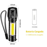 EASYTAO Linterna LED Recargable Paquete de 2, Lampara Tactica con Luz de XPE+COB Flashlight Portátil, Lampara Led con 5 Modos de Luz