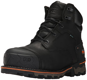 Timberland PRO Boondock Botas de trabajo industriales impermeables con puntera de seguridad compuesta de 6 pulgadas para hombre, negro cuero plena flor, 10