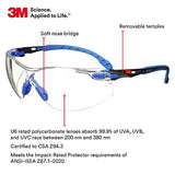 3M Solus 1000 Series - Lentes protectores con revestimiento antivaho Scotchgard, Gafas de seguridad, Negro/armazón azul, lente transparente, Una talla