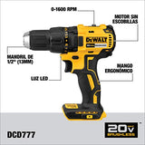 DEWALT Kit Taladro Atornillador y Llave de Impacto 20V MAX* y Tecnologia Brushless Motor con Cargador y Bolso DCK277C2