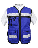 RODE UNIFORMES Chaleco de Seguridad Industrial, para brigadista o de Trabajo, Alta Visibilidad con reflejante plastificado (Azul Rey)