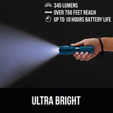 Gorilla Grip Linterna táctica LED de mano, ultra brillante, de larga duración, resistente al agua, 350 lúmenes, linternas con zoom de 750 pies, accesorios de campamento, equipo exterior, cortes de energía de emergencia, azul