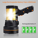 Súper Brillante Recargable Linterna de mano LED ,Portátil Lámparas de mano Alta Potencia 8000 lm Grande Batería 10000mAh Charged de Larga Duración Proyector Antorcha, más Brillante Luz de Trabajo Lateral Linterna de Camping