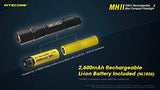 Combo: Linterna recargable Nitecore MH11 USB-C - 1000 lúmenes, incluye batería NL1826 y batería NL1834