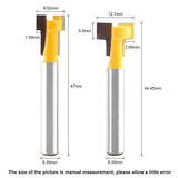 2 unids amarillo T-Slot Carburo Cementado Carpintería Cortador Cnc Router Bit para 3/8 '' y 1/2 '' Cutting Edge 1/4 '' Shank