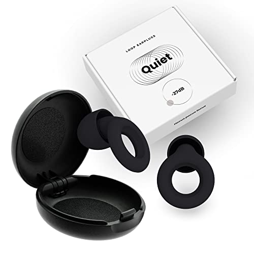 Loop Quiet - Tapones Oídos para dormir – Protección Auditiva de Silicona Suave Reutilizables + 8 Puntas para los Oidos en XS/S/M/L - Reducción Sonido 27dB - Antiruido, Estudiar - Negro