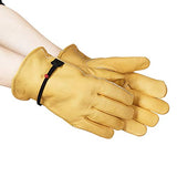 AmazonBasics Leather Work Gloves with Wrist Closure, Yellow, XL