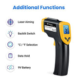 Etekcity Lasergrip 1080 Termómetro pistola de temperatura infrarrojo láser digital sin contacto, -58 ℉ ~ 1022 ℉ (-50 ℃ ～ 550 ℃), Amarillo y Negro