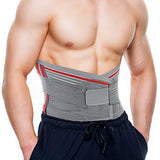 ORTONYX Lumbar Support Belt Lumbosacral Back Brace – Ergonomic Design and Breathable Material - M/L (Waist 31.5"-39.4") Gray/Red