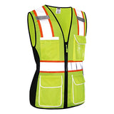 JKWEARSA Chaleco de seguridad para mujer, chaleco reflectante de alta visibilidad con bolsillos, chaleco de trabajo de malla transpirable para mujer, Amarillo, Medium