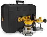 DEWALT DW618PK Juego de Fresadora y Rebajadora de Velocidad Variable y Base Fija, 12 A, 1 1/4 Hp