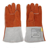 Guantes de soldadura, guantes de soldadura eléctrica guantes de soldador de cuero de vaca gruesos guantes de corte de doble capa alargados un par(Rojo)