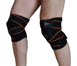 Manta Raya Knee Pad Elastica Ajustable con Gel (Negro con Naranja)