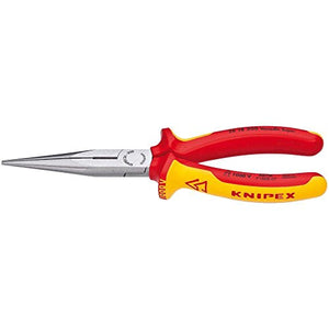 KNIPEX Herramientas - Alicates de punta larga con cortador, aislamiento de 1000 V (2618200SBA), amarillo