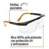 Truper LEN-2000, Lentes de seguridad ajustables, mica transparente, Classic