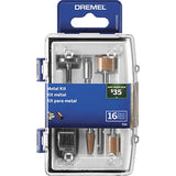 Dremel 734-01 Kit de accesorios para herramientas rotativas de corte de metal, juego de 16 piezas, incluye broca de grabado, piedras de molienda y cepillo de acero al carbono