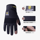 2 pares de guantes de trabajo de cuero para hombres y mujeres, guantes de trabajo de seguridad de utilidad, guantes de jardinería con palma de piel de cerdo (L, negro)