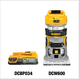 DeWalt DCW600B 20 V Max XR Router compacto + DEWALT Batería Compacta Powerstack 20V DCBP034-B3